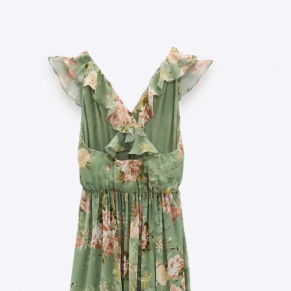 NWT Minimalist Zara Bohemian Ruffled Floral Print Midi Dress - Picture 14 of 16